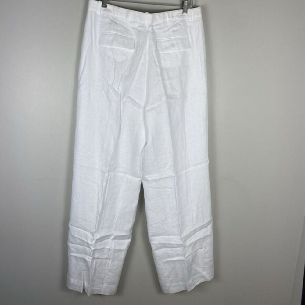 J Crew White Wide Leg Essential Pant Linen Sz 14 TALL Old Money Minimalist - Picture 7 of 10